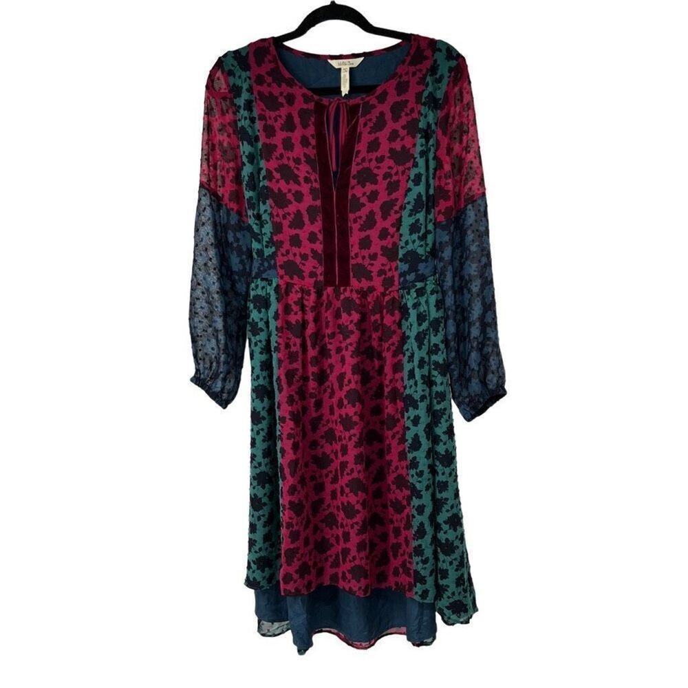 Matilda Jane‎ A Little Party Leopard Print Long Sleeve Dress Womens S